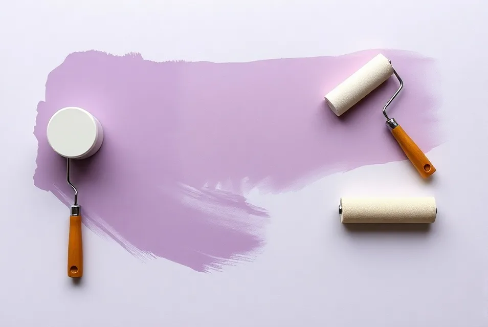Outils de peinture disposés dans l'ordre des étapes du chantier
