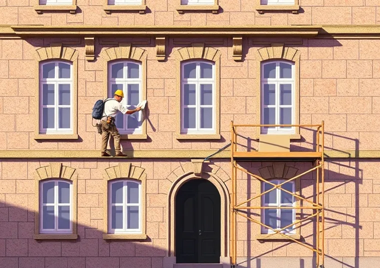 Ravalement de façade en pierre, nettoyage et application d'enduit